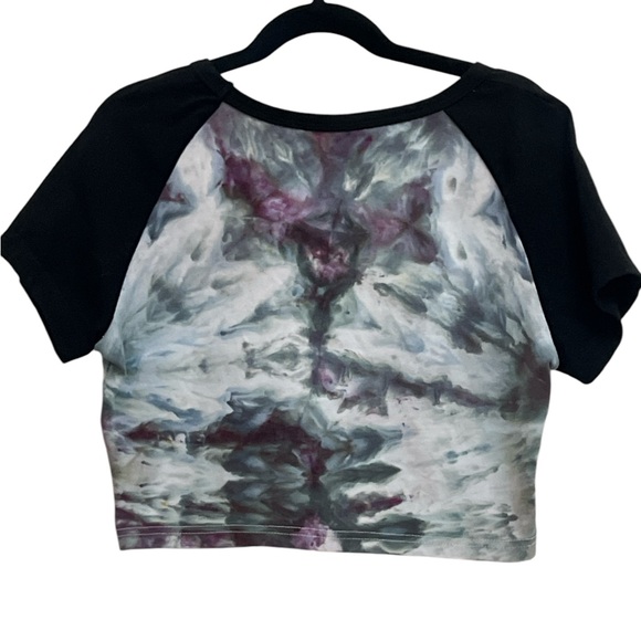 Hand dyed youth abstract heart crop top - Picture 2 of 4